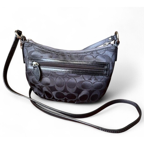 Coach Y2K Signature “C” Crossbody Swingpack Sateen Pleated Black Purse Classic - Picture 2 of 16